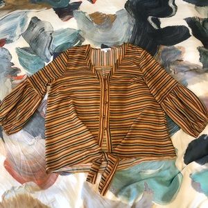 Isla Maude striped, puff sleeve blouse.